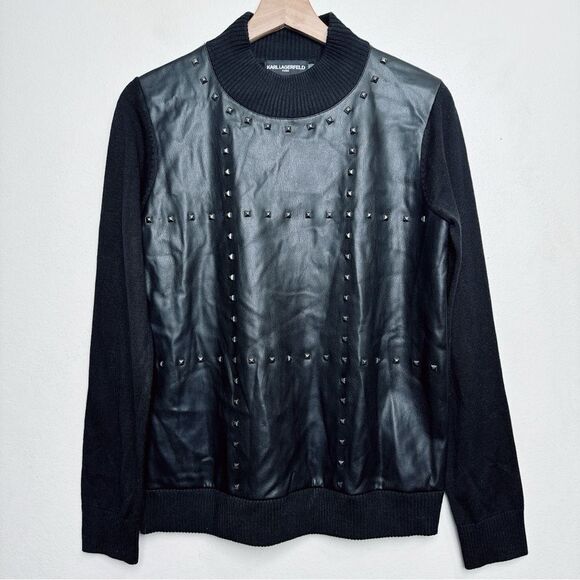 Karl Lagerfeld Womens Size Xsmall Spandex Mock Neck Studded Sweater - Picture 3 of 14